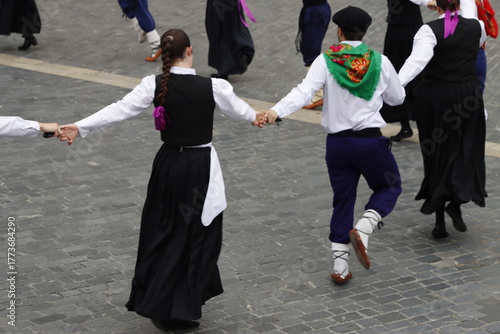 Basque folk dancers during a performance