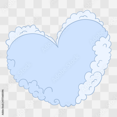 Minimalist hand-drawn clouds shaped like hearts, symbolizing lightness and love