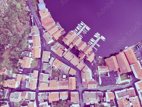 Flekkefjord, Norway. Retro filtered color tone.