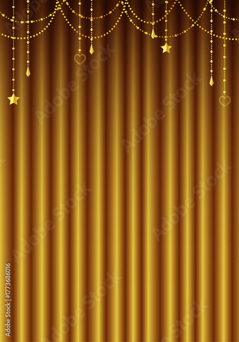 金色の幕　金のカーテン　金色の幕の舞台（タテ）