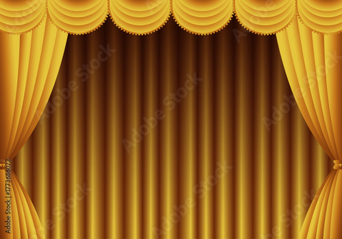 金色の幕　金のカーテン　金色の幕の舞台（ヨコ）