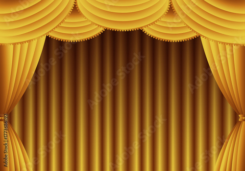 金色の幕　金のカーテン　金色の幕の舞台（ヨコ）
