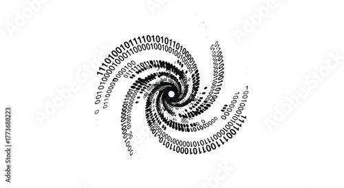 Digital vortex of binary code swirls into a mysterious center