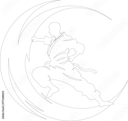 Minimalist Martial Arts Line Art Vector Illustration