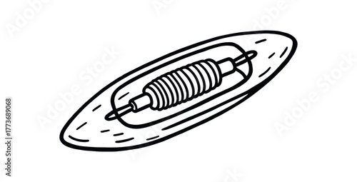 handdrawn cute doodle style loom threading shuttle vector line illustration