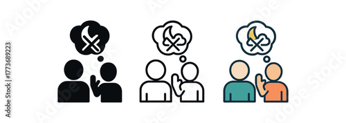 partner dismissing dreams icon on white background Black silhouette flat icon outline icon and colored icon style three minimal vector icon style