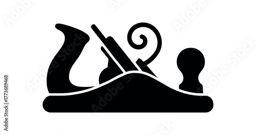 wood smoothing plane flat black solid vector illustration isolated on white background