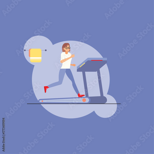 a woman running on trademill