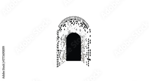 Mysterious dark archway with abstract pattern leading into unknown.