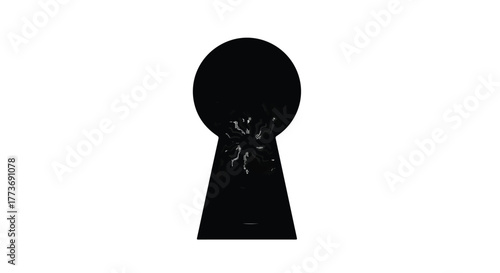 Mysterious black keyhole revealing a glimpse of abstract light and texture.