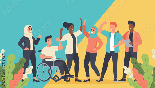 Diverse inclusive team celebrating unity and empowerment Multicultural representation