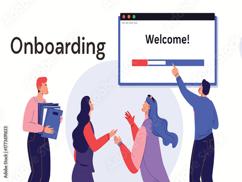 Onboarding Process illustration for new employees welcoming them