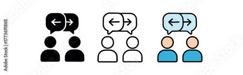 respectful disagreement icon on white background Black silhouette flat icon outline icon and colored icon style three minimal vector icon style