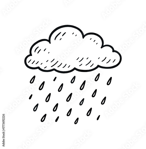 handdrawn cute doodle style drizzle mist vector line illustration