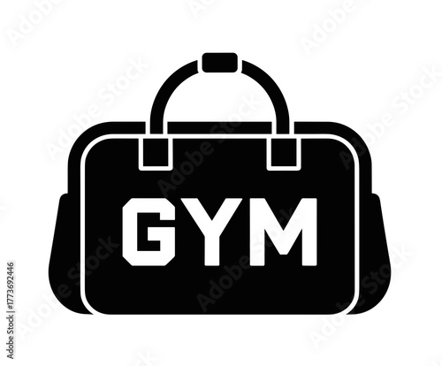 A black gym bag illustration, perfect for fitness enthusiasts and sports lovers, ready for workouts.