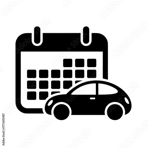 a simple vector illustration of a car and calendar, ideal for rental services or travel planning needs