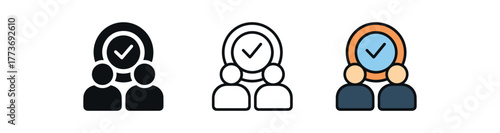 setting mutual goals icon on white background Black silhouette flat icon outline icon and colored icon style three minimal vector icon style