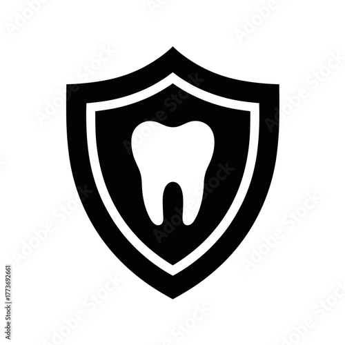 A dental shield logo represents protection and care for teeth, ideal for clinics and oral hygiene services