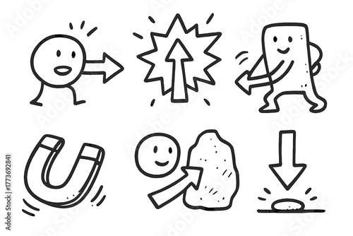 handdrawn cute doodle style force vector line illustration