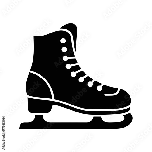 A silhouette image of an ice skate boot, perfect for winter sports and recreational activities design needs