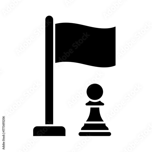 A vector image of a chess pawn and a flag, representing strategy, achievement, and competition concepts.
