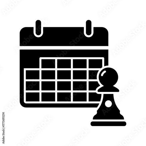 A calendar icon paired with a chess pawn, symbolizing strategic planning and scheduling for events and games
