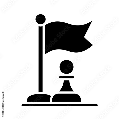 a strategic chess pawn and flag icon for game development and business goal achievement illustration