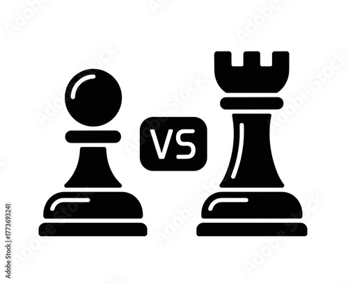 A classic chess match between the pawn and the rook, showcasing strategy and tactics on the chessboard.