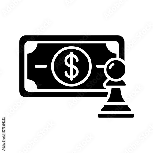 a strategic financial move is depicted with a chess pawn next to money, representing investment strategy