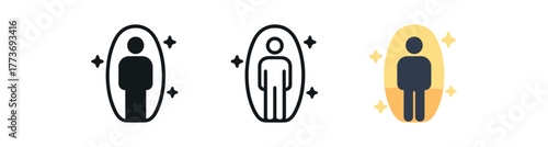 aura field glow icon on white background Black silhouette flat icon outline icon and colored icon style three minimal vector icon style