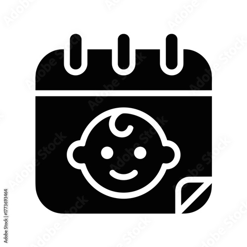 A simple baby due date calendar icon, perfect for baby showers, birth announcements, and event planning.