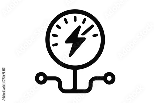 current flat black solid vector illustration isolated on white background