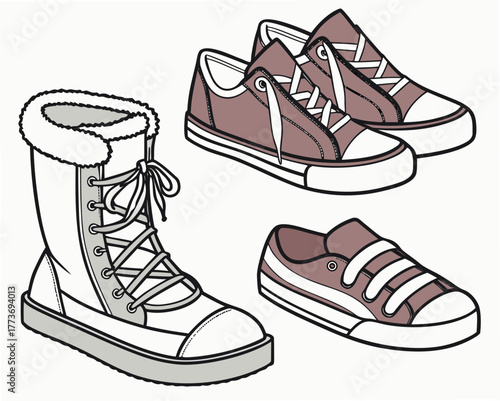Selection of sneakers and boots
