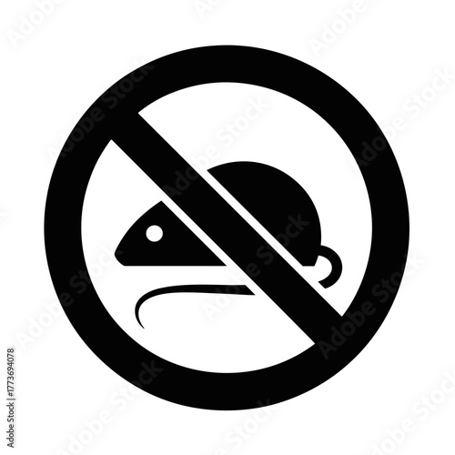 a black and white sign indicating that mice and rodents are prohibited in the designated area zone
