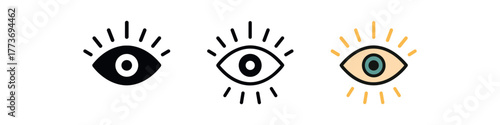 spiritual awakening eye icon on white background Black silhouette flat icon outline icon and colored icon style three minimal vector icon style