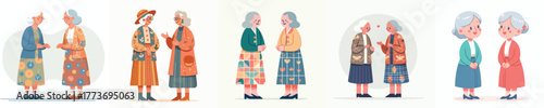vector of two grandmother talking and tolerating each other