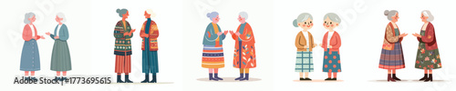 vector of two grandmother talking and tolerating each other