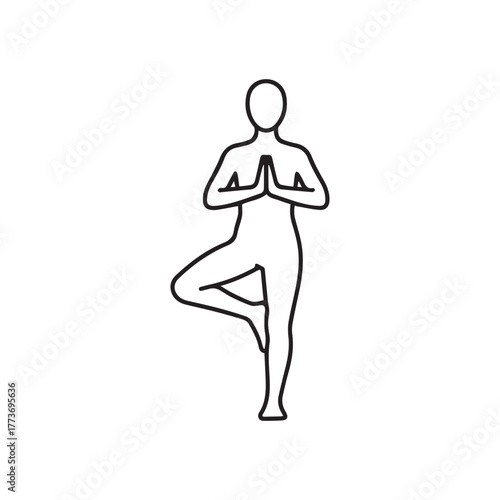 Vrikshasana tree pose outline drawing icon