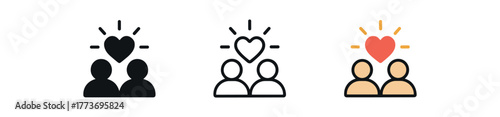 soul connection heart glow icon on white background Black silhouette flat icon outline icon and colored icon style three minimal vector icon style