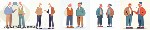 vector of two grandfather talking and tolerating each other