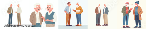 vector of two grandfather talking and tolerating each other