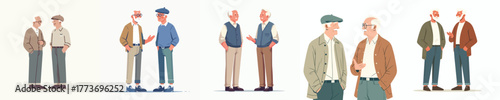 vector of two grandfather talking and tolerating each other