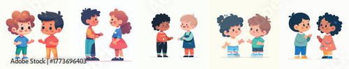 vector of two children talking and tolerating each other