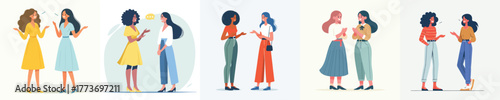 vector of two woman talking and tolerating each other