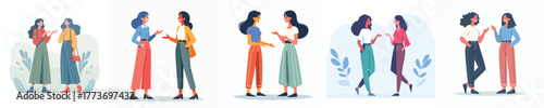 vector of two woman talking and tolerating each other