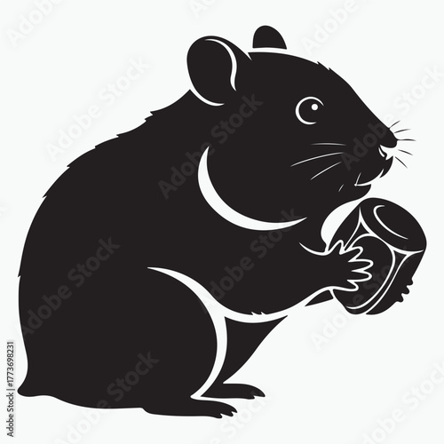 Hamster silhouette vector illustration on white background 