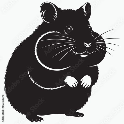 Hamster silhouette vector illustration on white background 