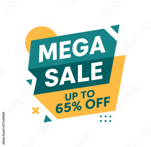 mega sale up to 65 banner flat vector illustration s
