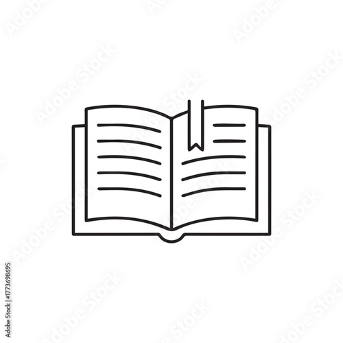 Open book with bookmark minimalist line icon
