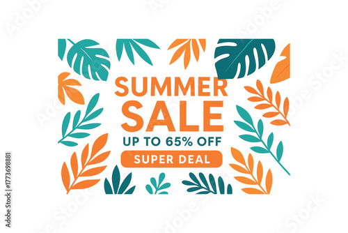 summer sale banner super deal flat vector illustration isolated
